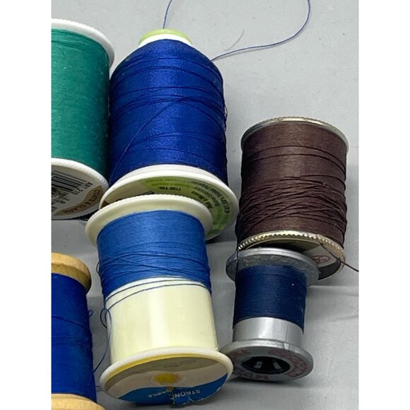 10 spools of polyester thread varying colors blue green and sizes crafts READ - Picture 5 of 6